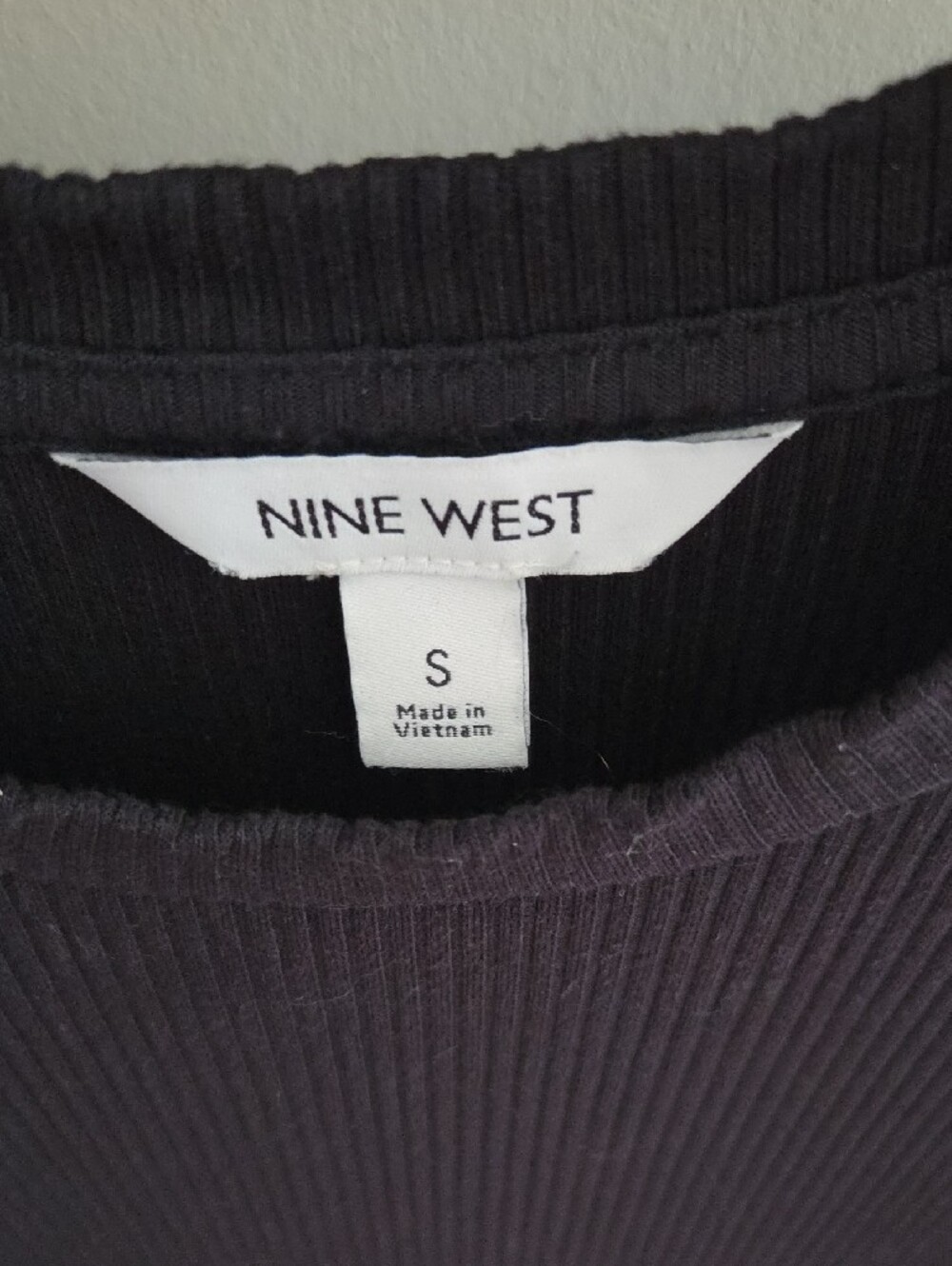 Nine West Black Ribbed Tank with Ruffle Shoulders - Picture 4 of 8